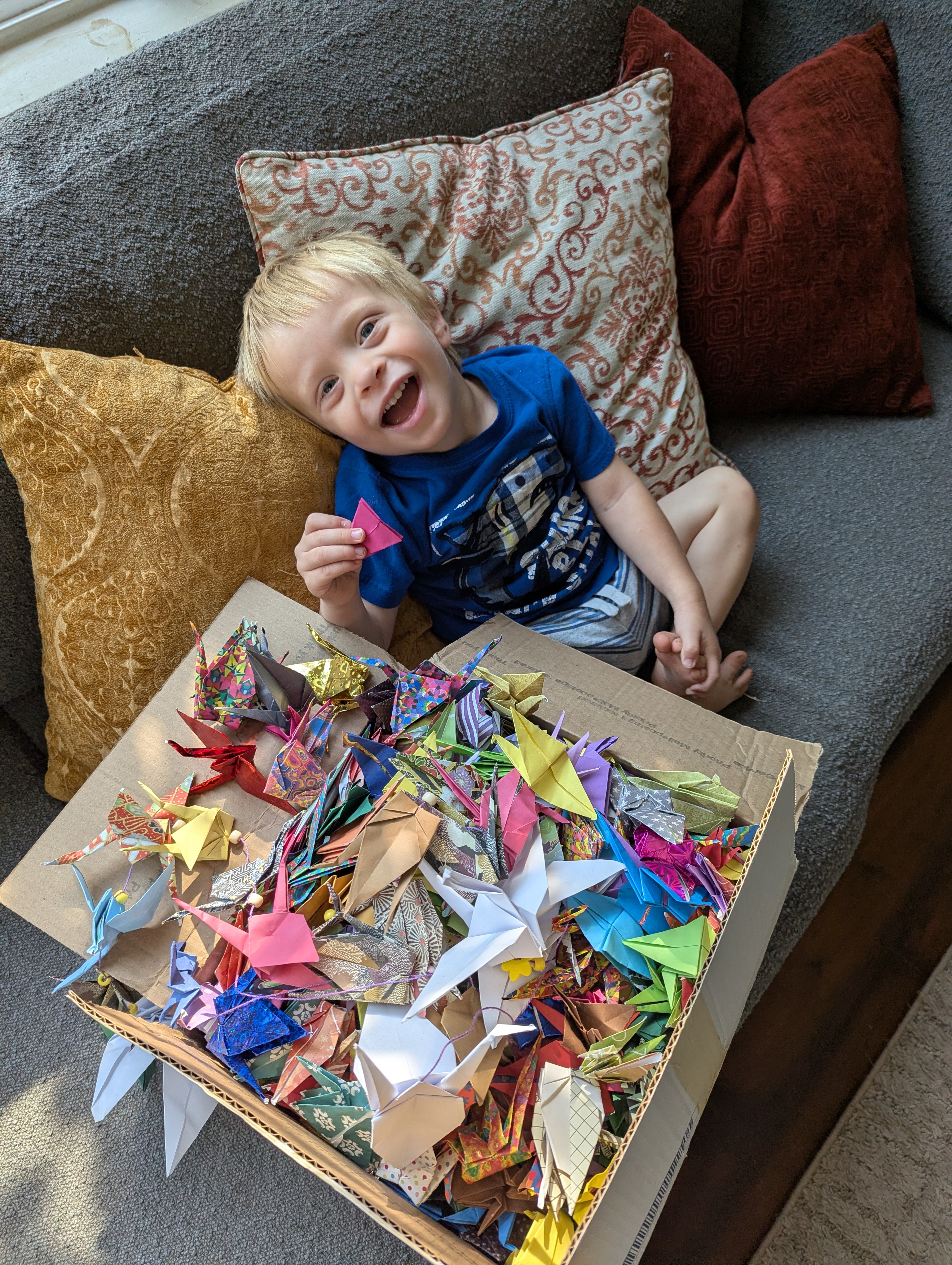 Micaiah with his 1,000 cranes