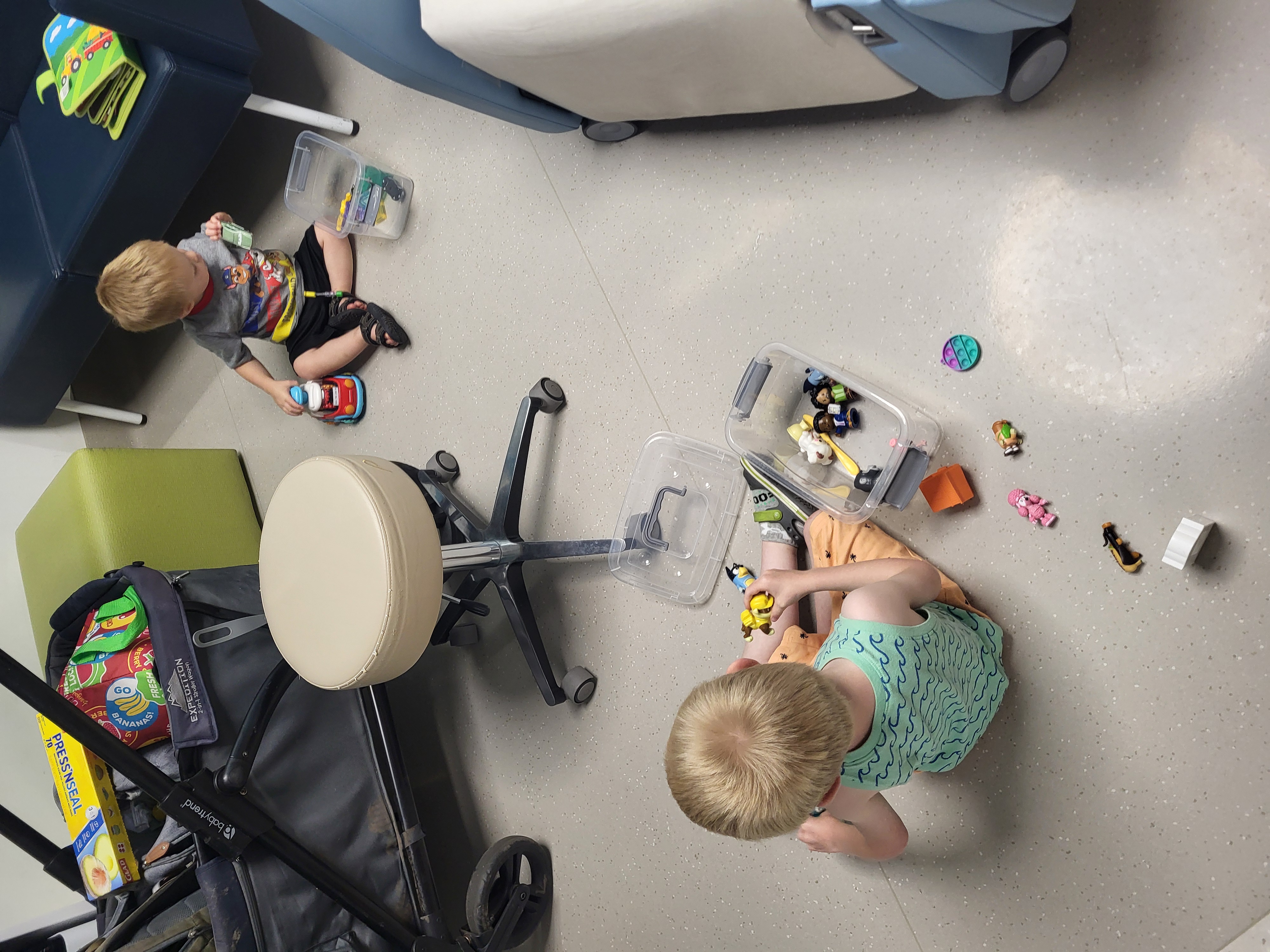 The boys creating tripping hazards for the doctors and nurses